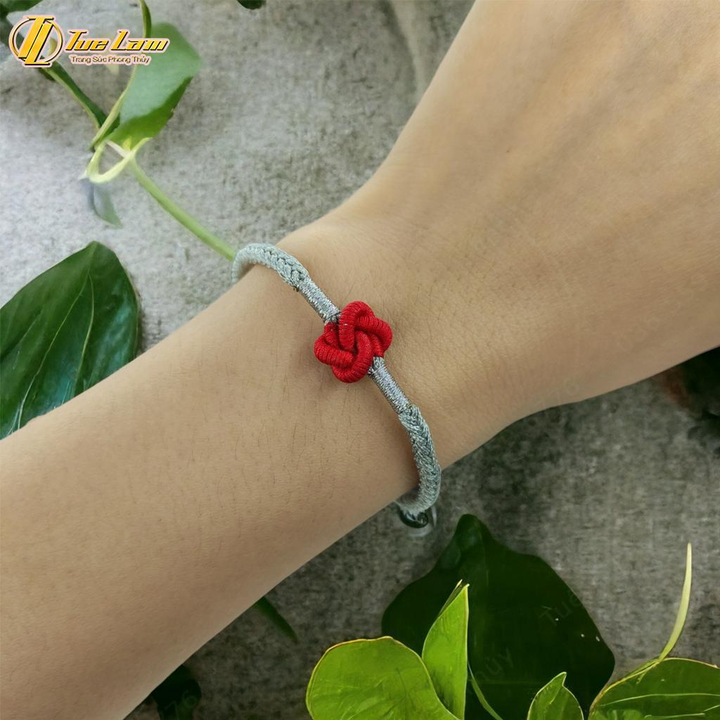 Vòng tay nữ dây chỉ đỏ bện handmade kết nút cát tường may mắn - Tuệ Lâm