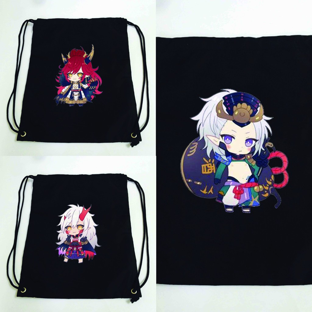 Balo dây rút đen in hình ÂM DƯƠNG SƯ Onmyoji game anime chibi túi rút đi học xinh xắn thời trang