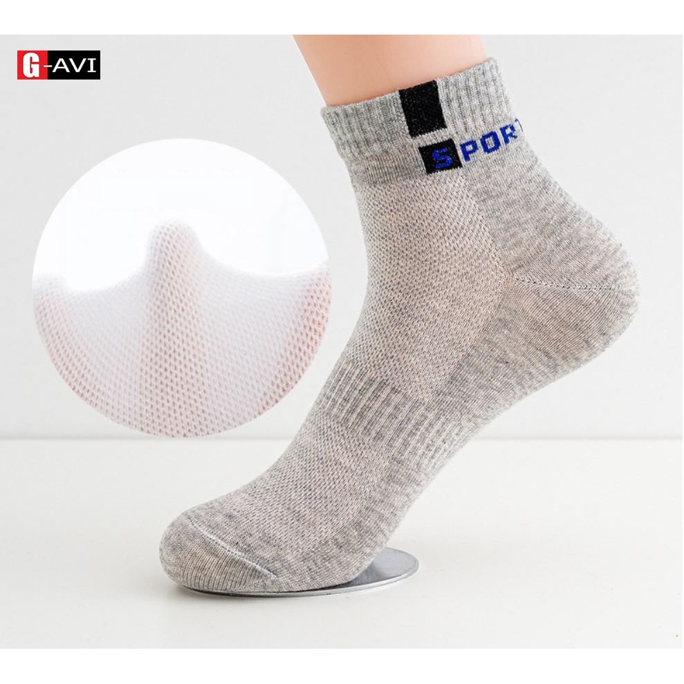 Tất nam SPORTS tất mùa hè cổ nhỡ chất cotton thoáng khí thấm hút mồ hôi