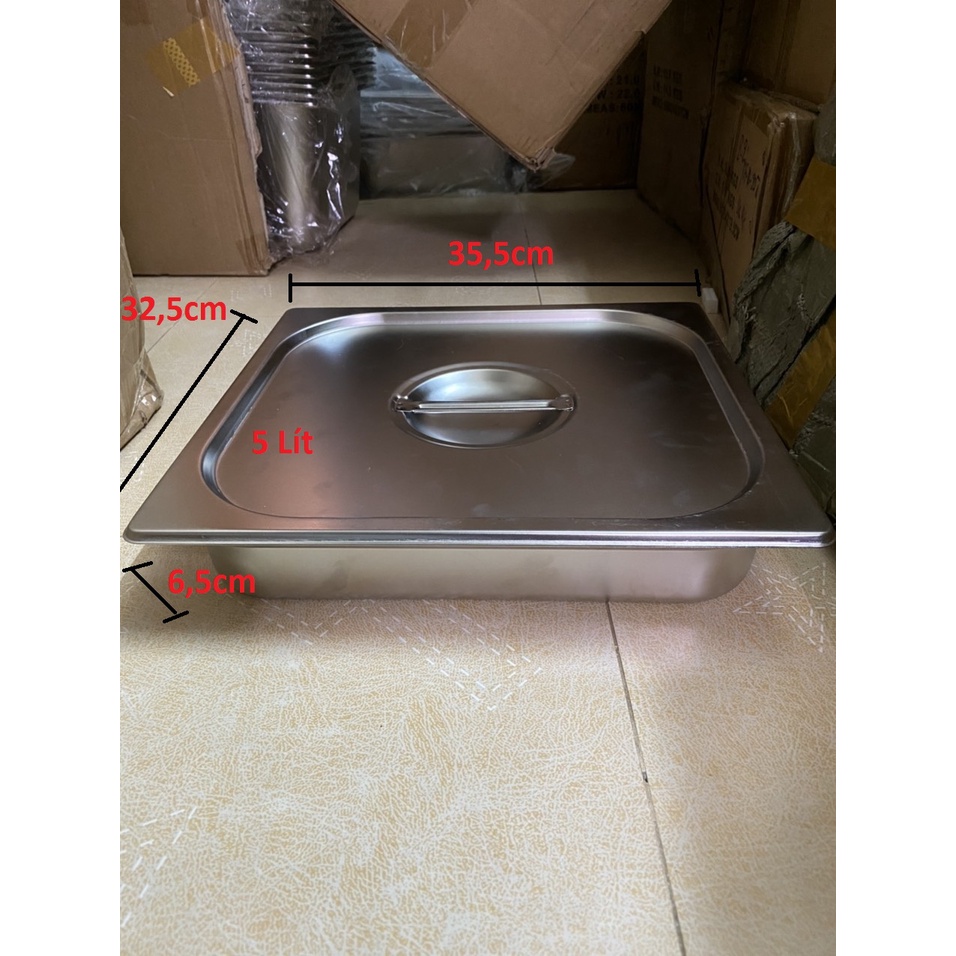 Khay Inox Đựng Thạch Topping Đựng Thực Phẩm Đựng Kem GN 2/3