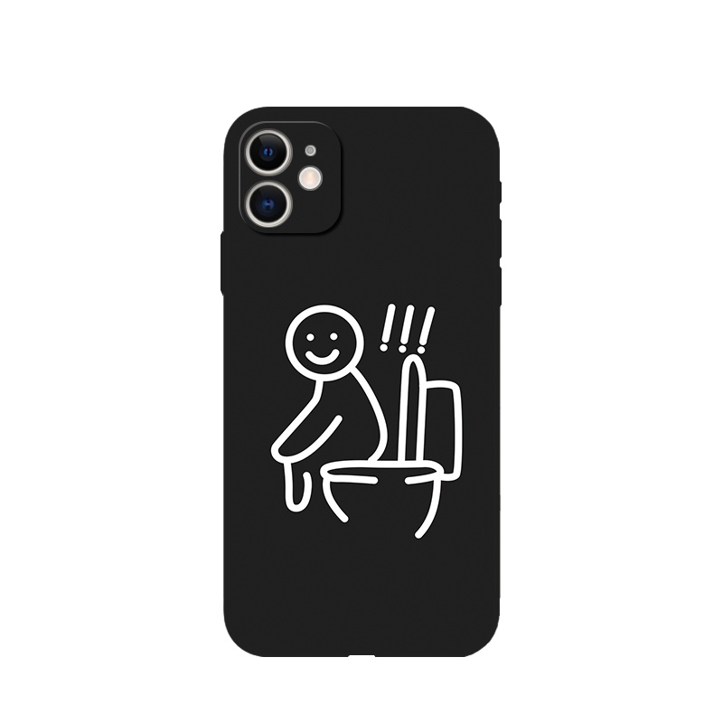 Ốp Điện Thoại Mềm Màu Đen In Họa Tiết Vui Nhộn Cho iphone 13 14 Pro Max 12 mini 11 Pro XS Max SE3 6S 7 8 Plus XR X