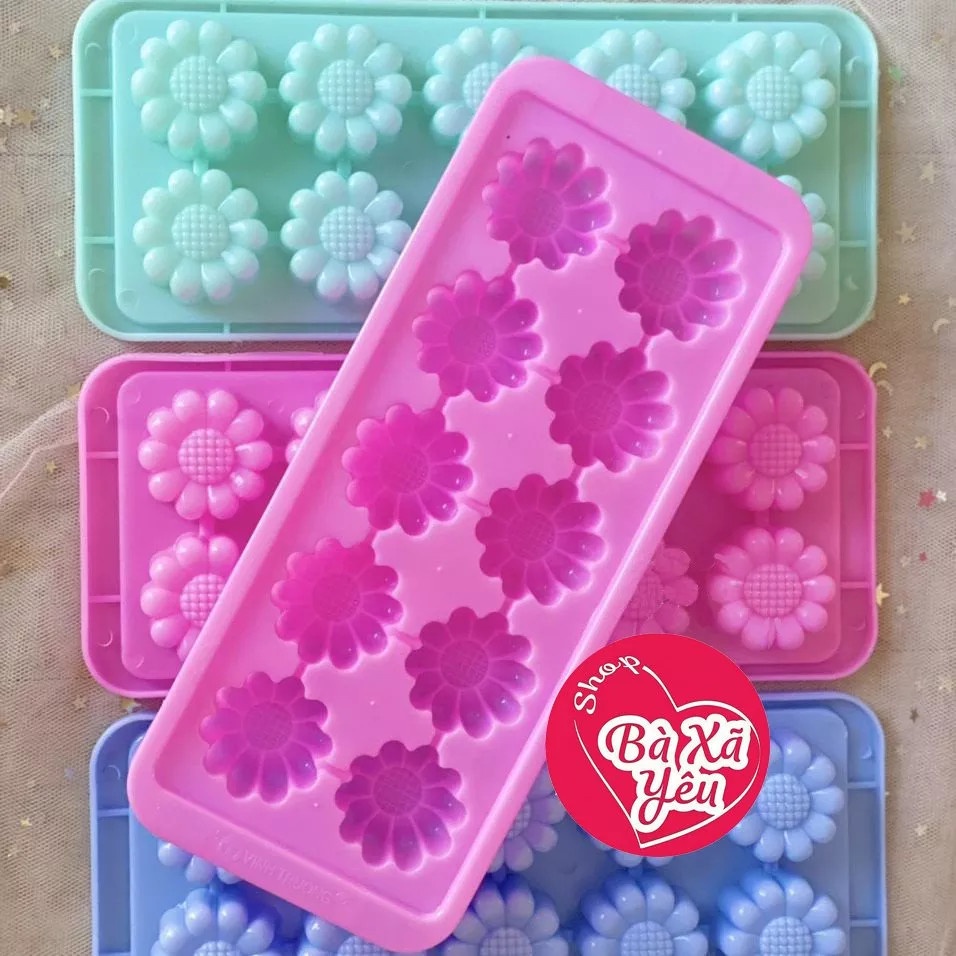 Combo 5 khuôn rau câu , khay đá , làm bánh hoa cúc - BX3722