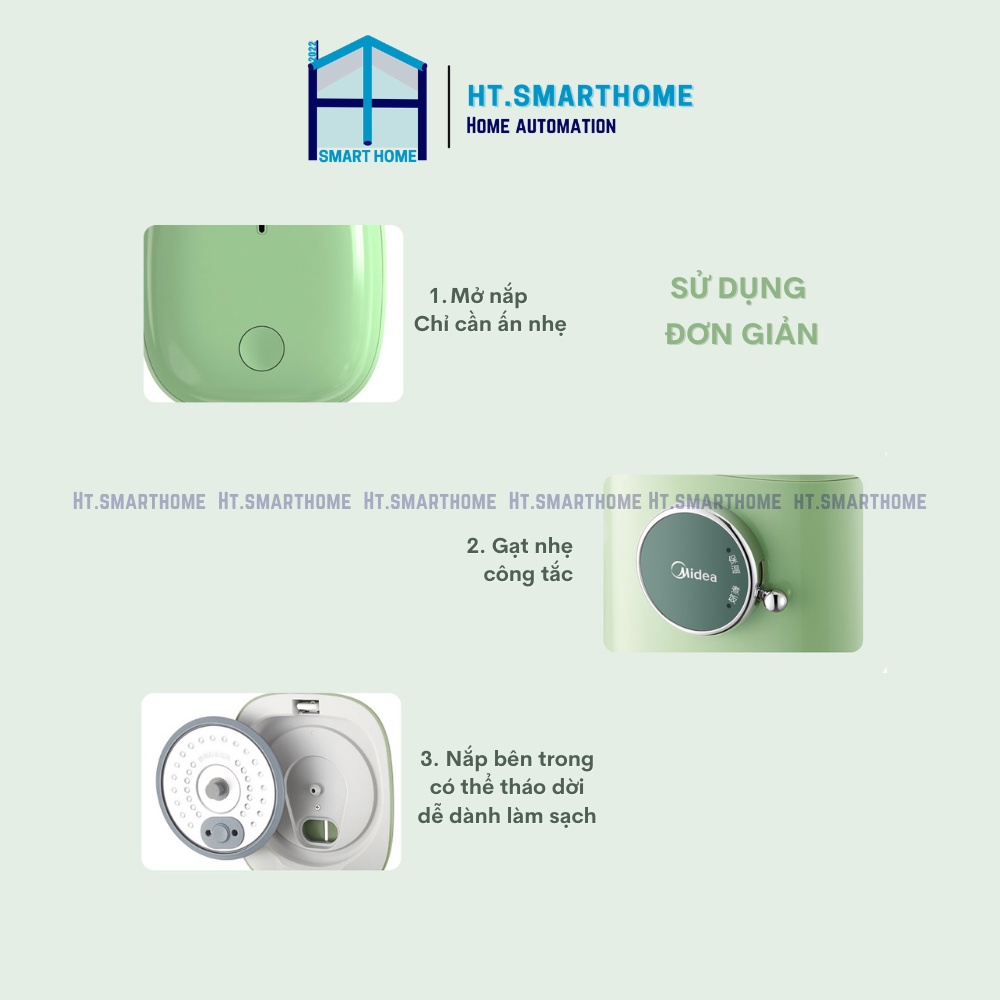 Nồi cơm điện nút gài đa năng mini Midea 418C -  Dung tích 1.2L phù hợp cho gia đình nhỏ, kiểu dáng cổ đển