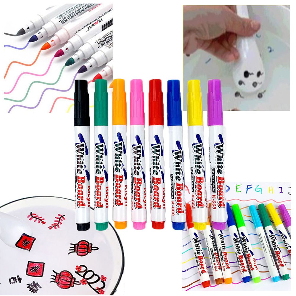 Set 8/12 bút viết bảng trắng nổi trên mặt nước có thể xóa sạch giáo dục sớm cho bé tiện dụng
