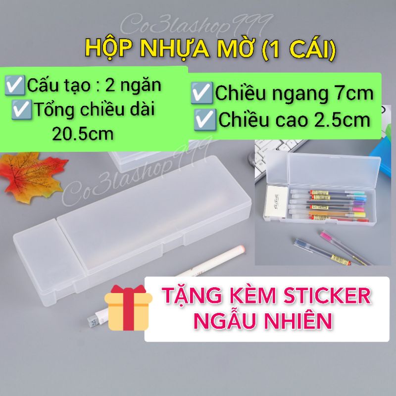 Hộp nhựa mờ 2 ngăn dùng để đựng bút viết, phụ kiện nail, văn phòng phẩm