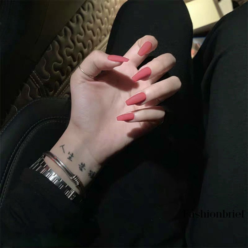 [Hàng mới về] Bộ 24 móng tay giả màu trơn kiểu dáng thời trang cho nữ