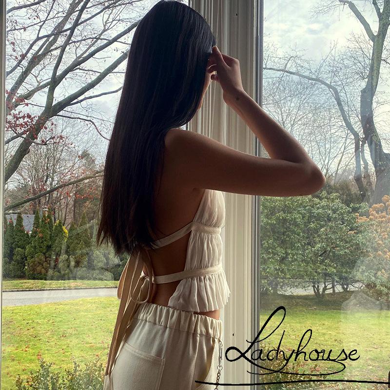 Áo Sát Nách Hở Lưng Phối Dây Cột Thời Trang Mùa Hè Cho Nữ