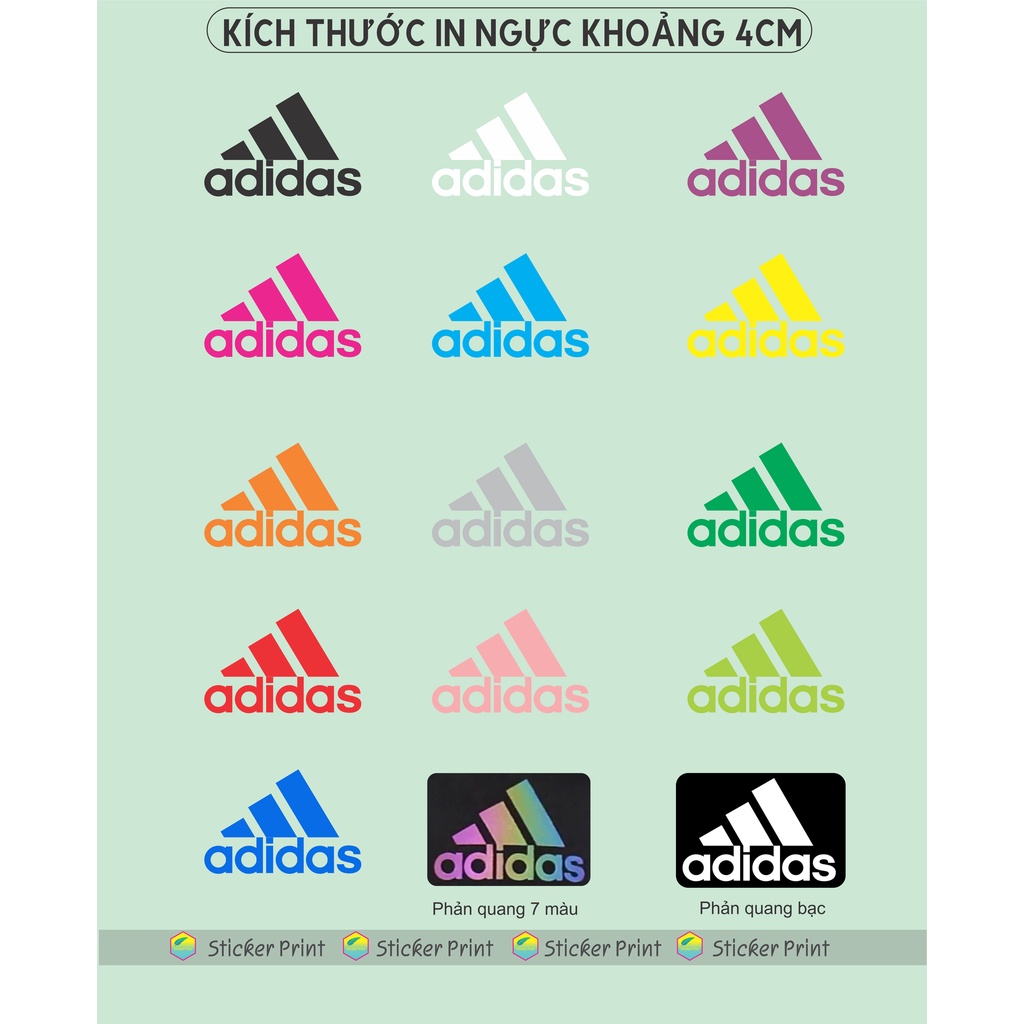 Logo Adidas nhiều màu in áo tại nhà dễ dàng, có hướng dẫn in gửi kèm