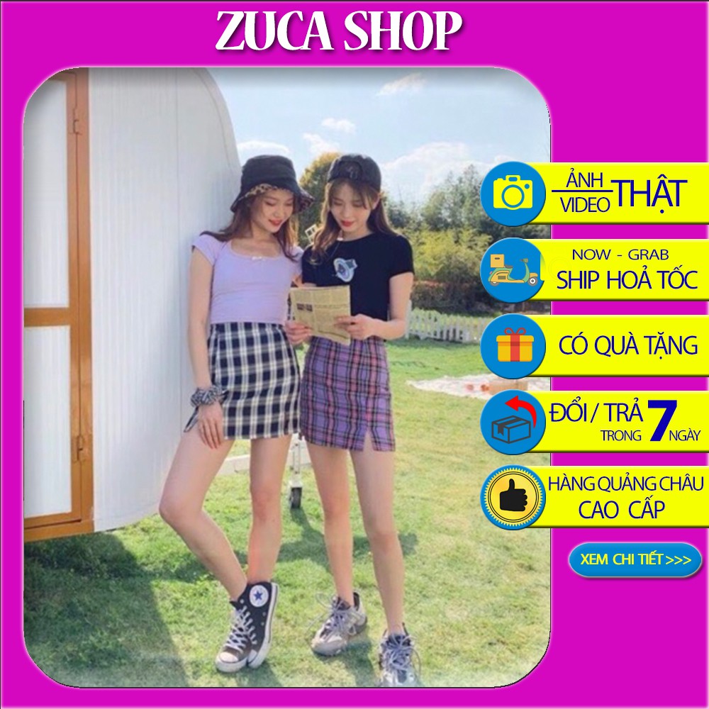 Chân váy ngắn kẻ caro nhiều màu ulzzang ( hình shop tự chụp/sẵn )
