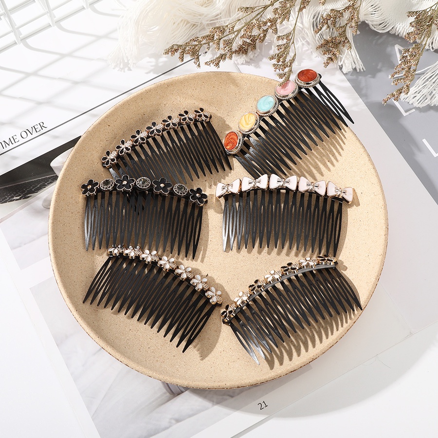 Lược cài tóc nhiều họa tiết tùy chọn đính ngọc trai giả 8cm thời trang sang trọng