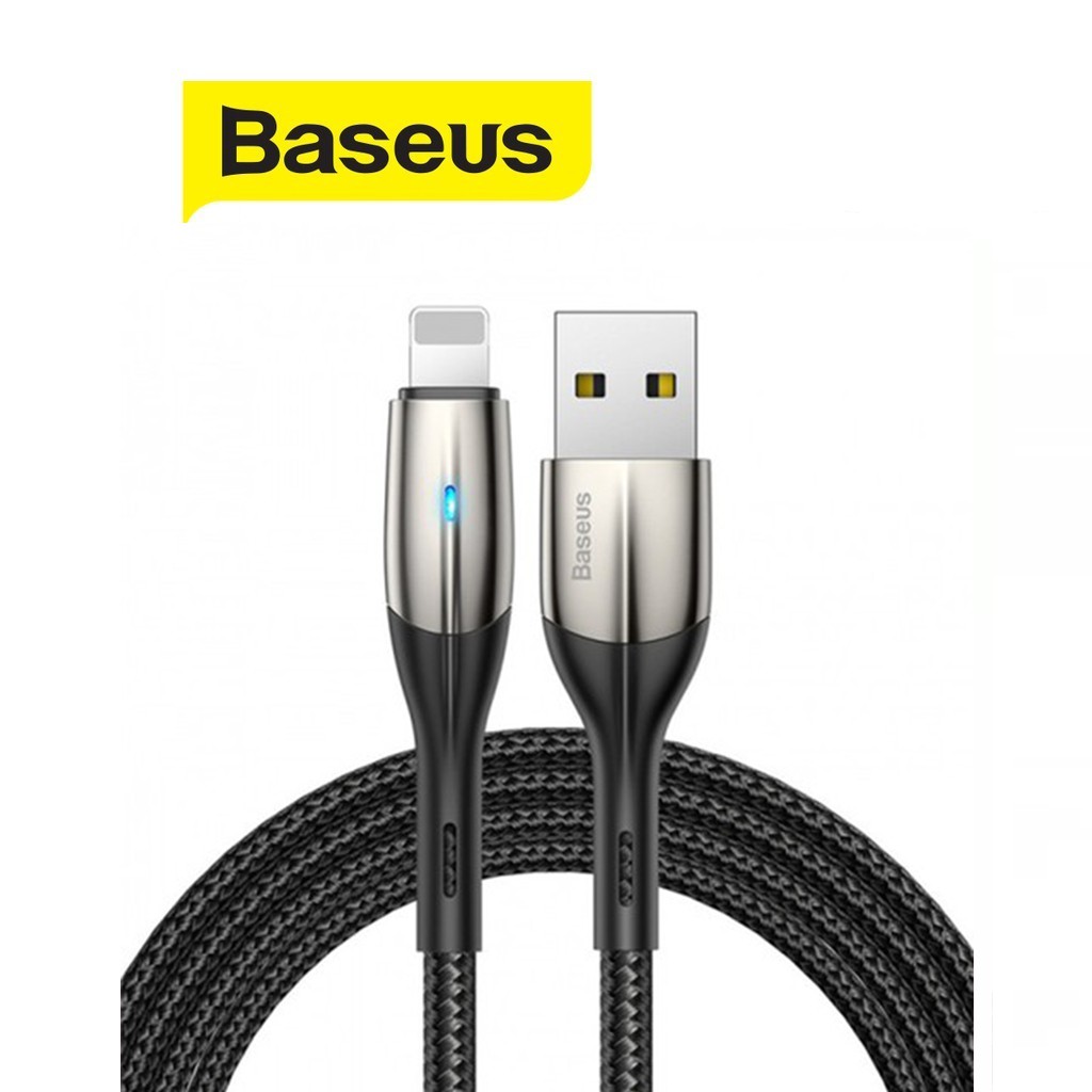 Cáp sạc nhanh truyền dữ liệu Baseus Horizontal sợi nylon siêu bền tích hợp đèn Led dài 1M/2M cho ip/tablet táo