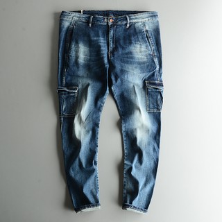 Spring and Autumn Men’s Jeans Men’s Slim Youth Korean Trend Pants Men’s Autumn F