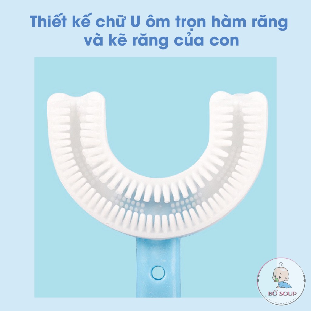 Bàn chải đánh răng cho bé chữ U silicon mềm mại dành cho bé 2 tuổi, 6 tuổi