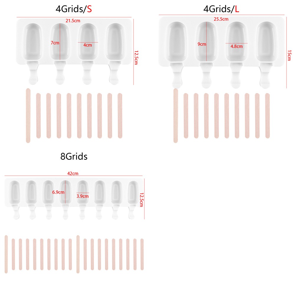 CONOPERYKhuôn làm kem DIY  bằng silicon 4/ 8 ô hình bầu dục tiện lợi