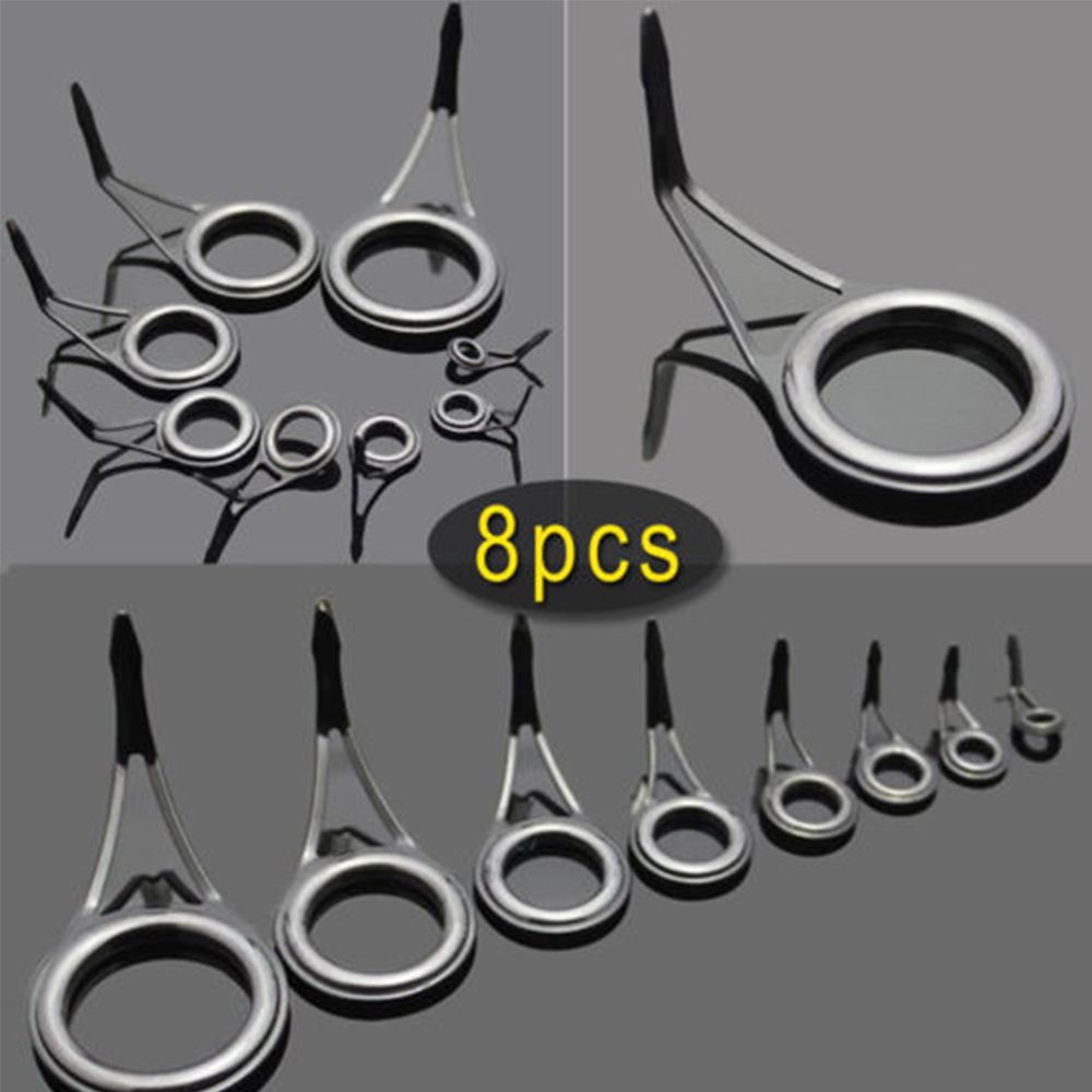 Set 8 vòng gốm mắt tròn inox hình chữ O 8 kích cỡ sửa chữa dẫn hướng cần câu 3mm-23mm