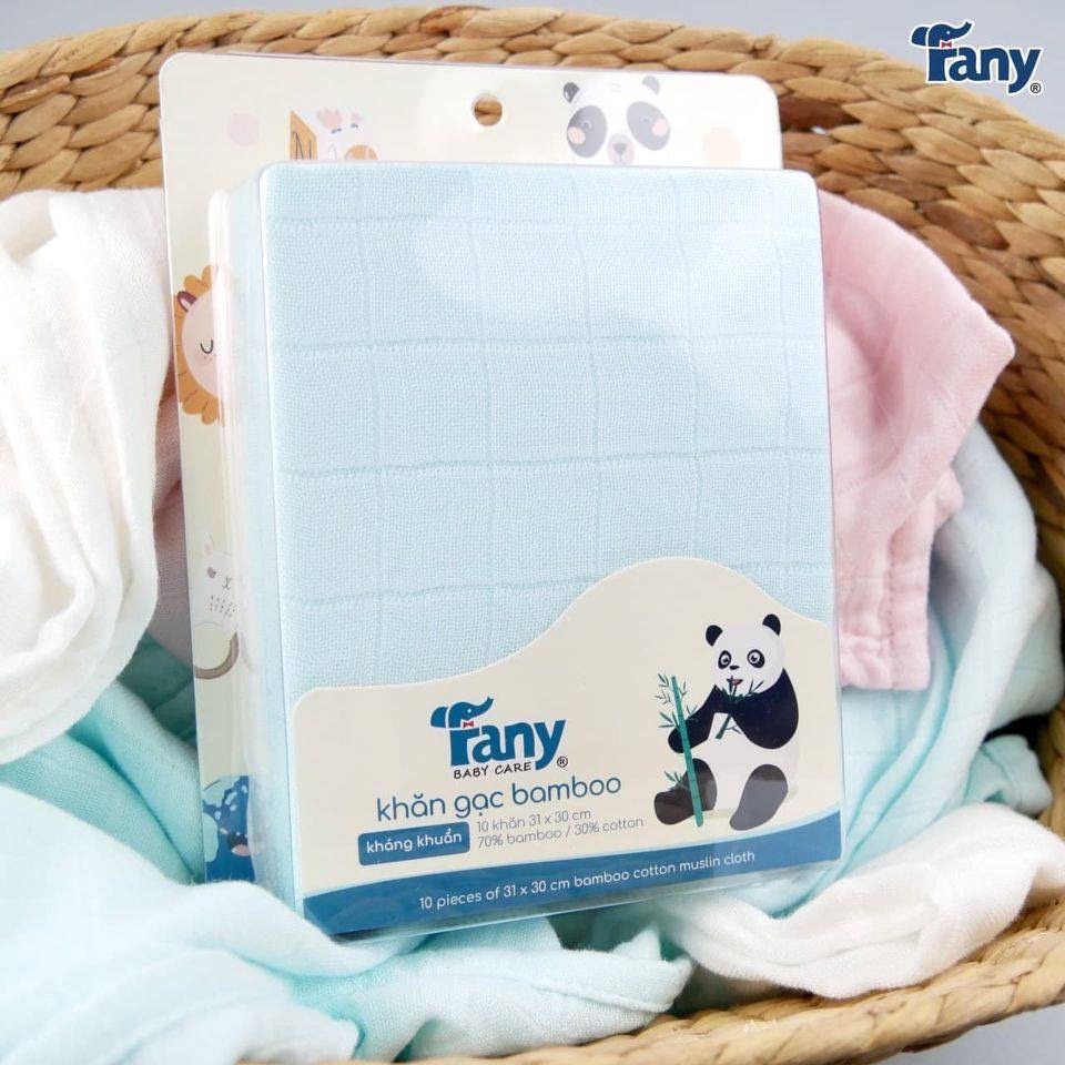 Khăn sữa cho bé - Vỉ 10 khăn sữa sợi tre Fany mềm mượt, không xù lông 31 x 31cm - Happypig