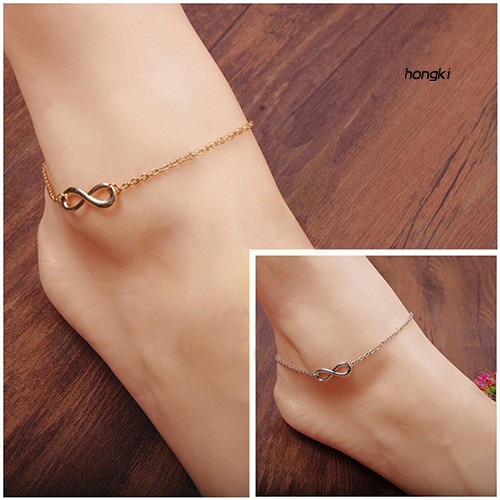 Lắc chân hợp kim mặt dây hình số 8 hợp thời trang cho nữ