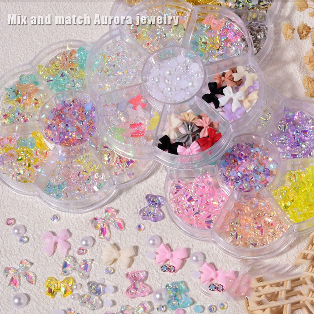 OCEANMAP Bộ Phụ Kiện Trang Trí Móng Tay Hình Nơ Màu Kẹo Dễ Thương Charms