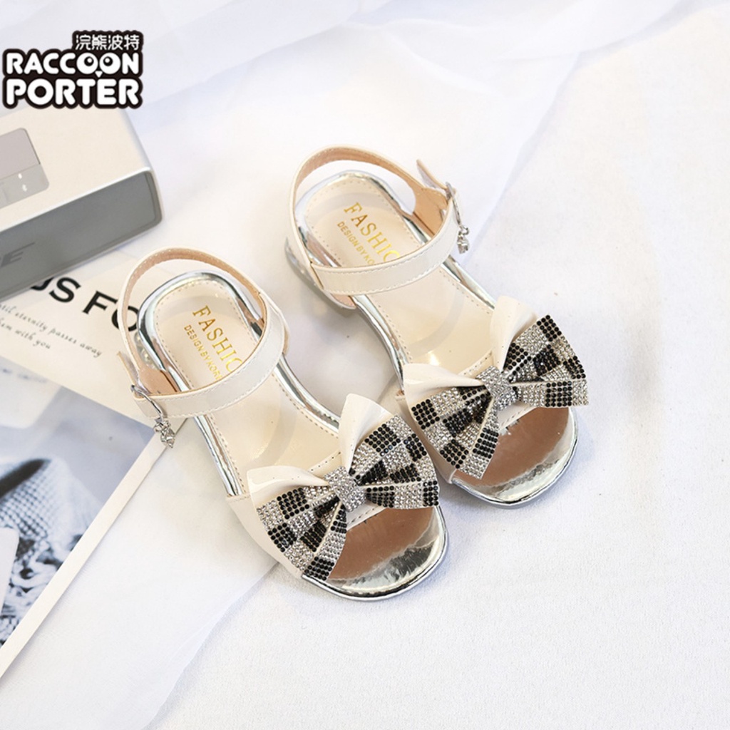 Sandal Công Chúa Lóng Lánh Đế Cao,Dép Cao Gót Bé Gái Đính Nơ Đá Siêu Mềm Thời Trang Cho Bé Gái
