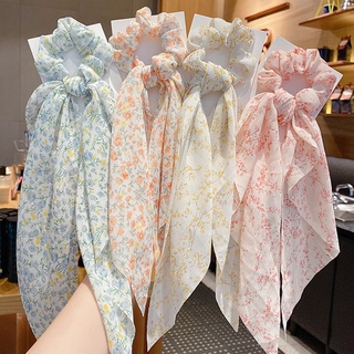 Dây Cột Tóc Hoạ Tiết Hoa, Dây buộc tóc vải scruchies nơ dài