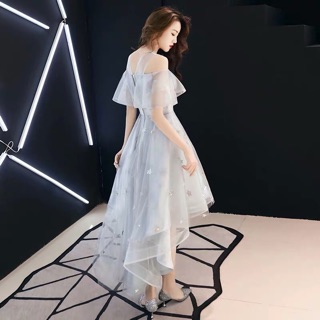 Váy prom bạc đuôi tôm