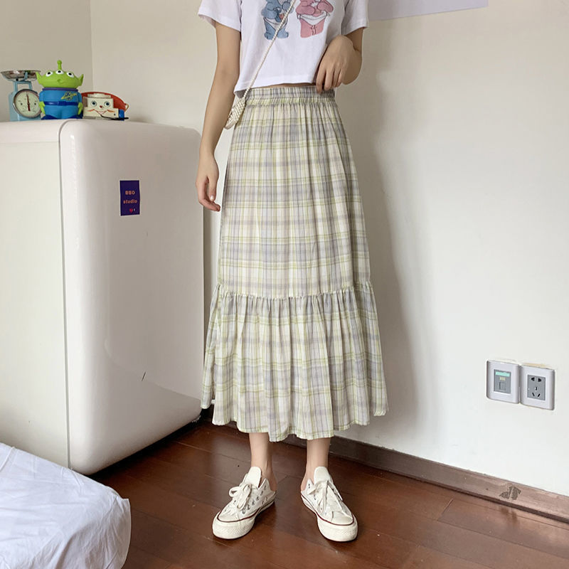 Fashion women's plaid skirt A-line skirt