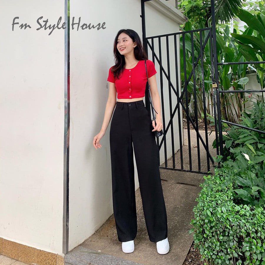 Quần suông FM Style ống rộng, quấn suông 622 chất tuyết mưa 1 khuy, thích hợp mang công sở 211010001