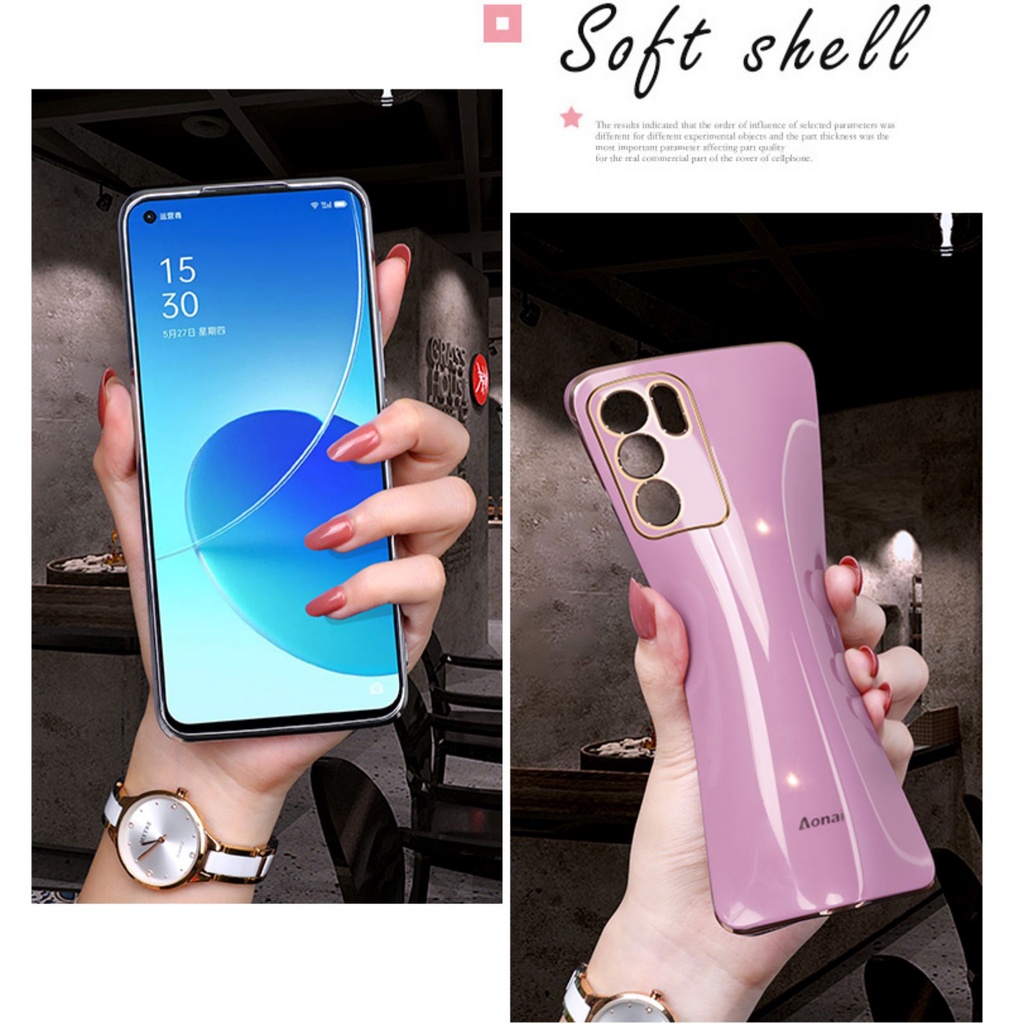 Ốp lưng Silicon mạ vàng cho Oppo Reno 6z 5g Reno6 5g Reno5 Reno4 ốp điện thoại dẻo chống sốc