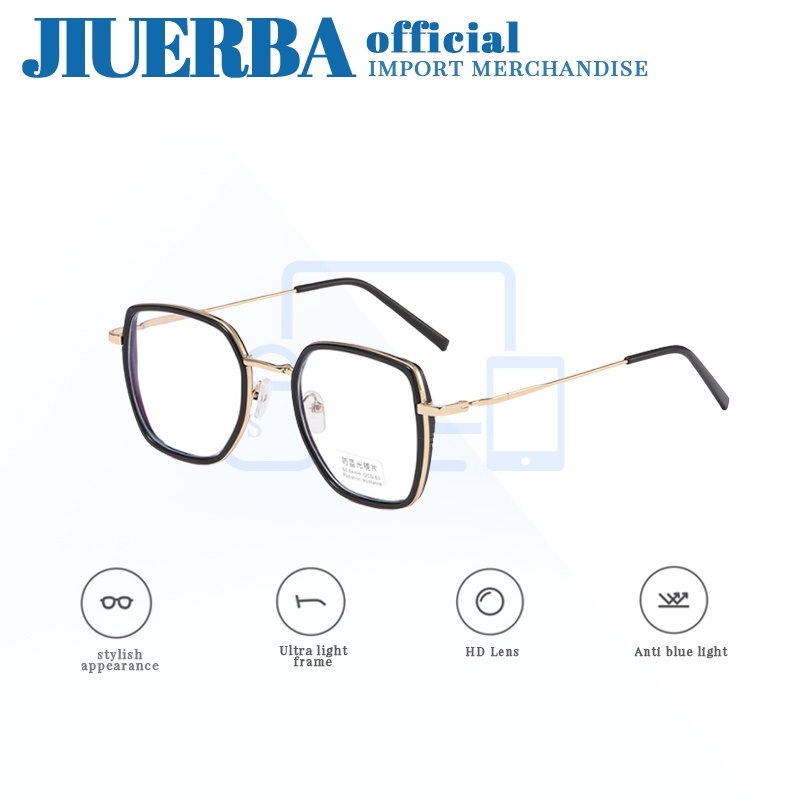Kính gọng vuông JIUERBA 2093 chống bức xạ TR90 thời trang cho nam nữ