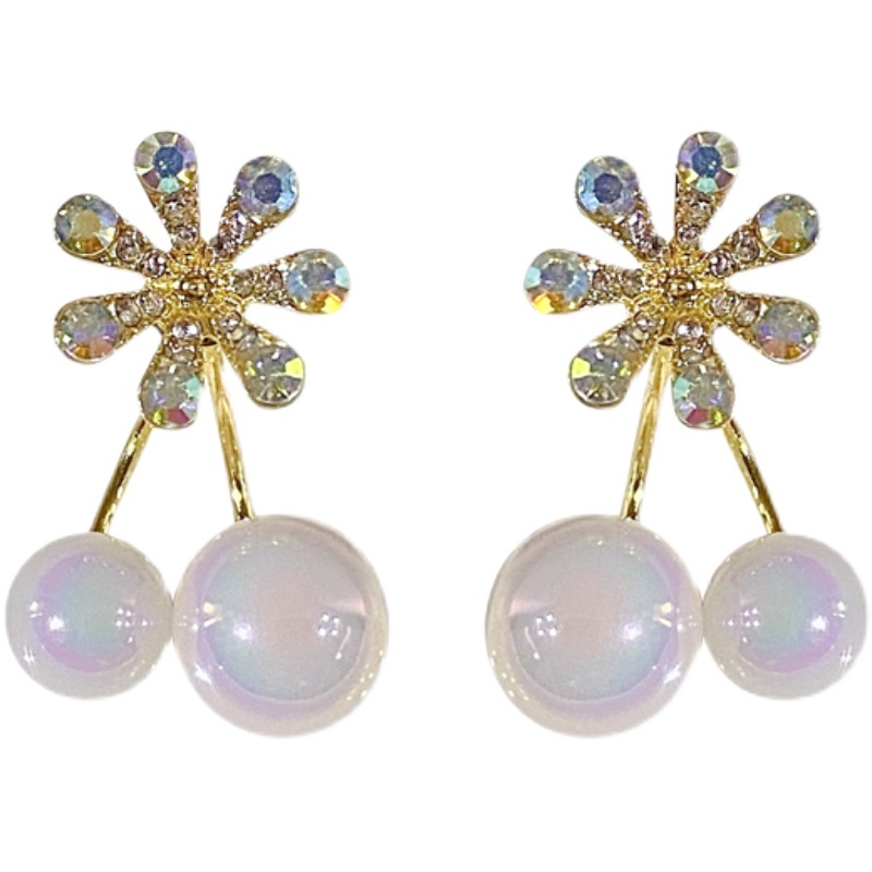 Bông Tai Hình Hoa Đính Ngọc Trai Nhiều Màu Phong Cách Hàn Quốc Cho Nữ