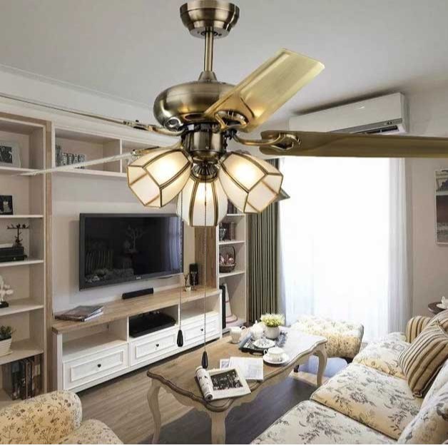 (Bảo hành 5 năm- Hỗ trợ lắp đặt) Quạt trần đèn cánh sắt 3 bát đá, 3 chế độ, có điều khiển HT-530 | BigBuy360 - bigbuy360.vn