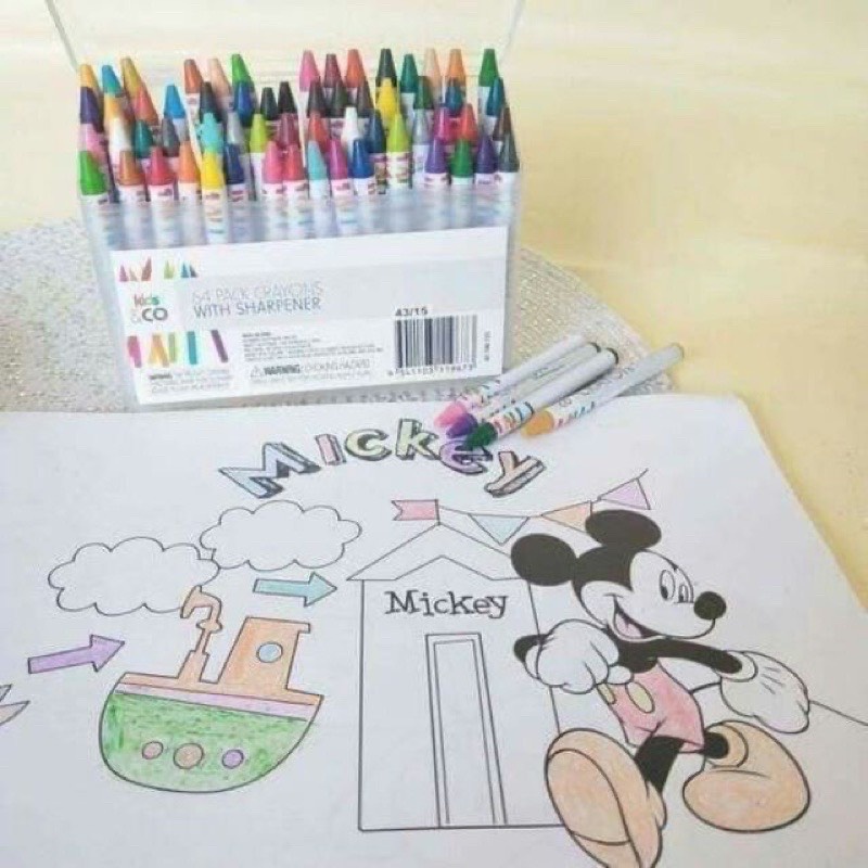 Bộ hộp bút sáp màu 64 chi tiết chất liệu an toán cho bé tập tô, thỏa sức sang tạo màu sắc