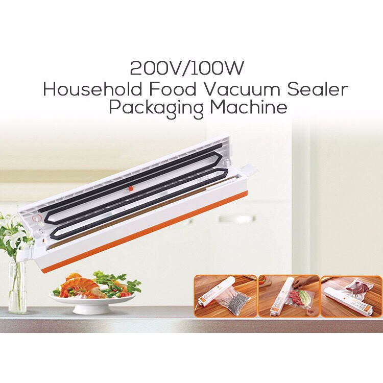 Máy Hút Chân Không Thực Phẩm Fresh Pack Pro Màu Cam siêu tiện lợi kèm 15 túi