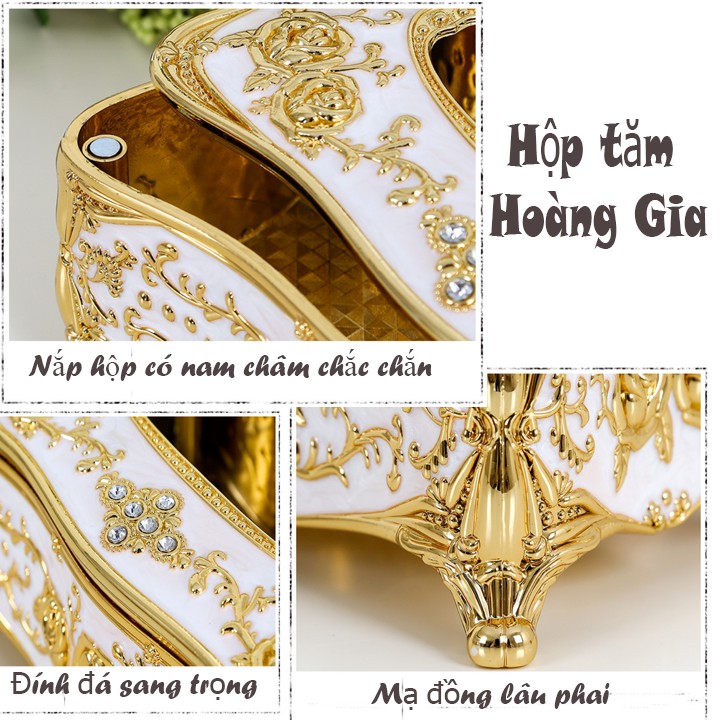 Hợp đựng giấy ăn hợp kim hoàng gia sang trọng