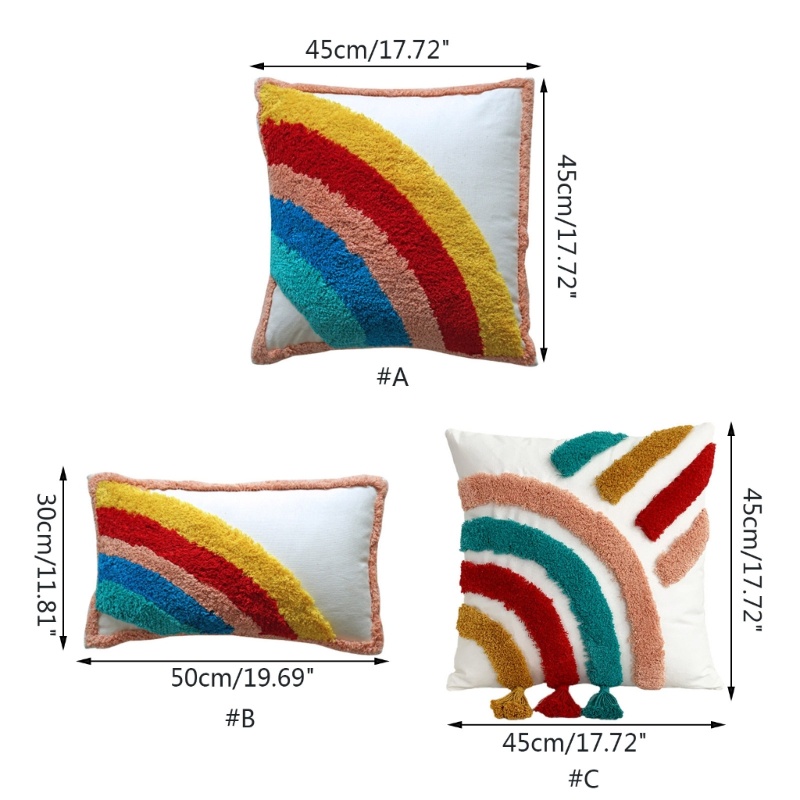 Vỏ Gối 30x50cm / 45x45cm Họa Tiết Cầu Vồng Trang Trí Phòng Khách