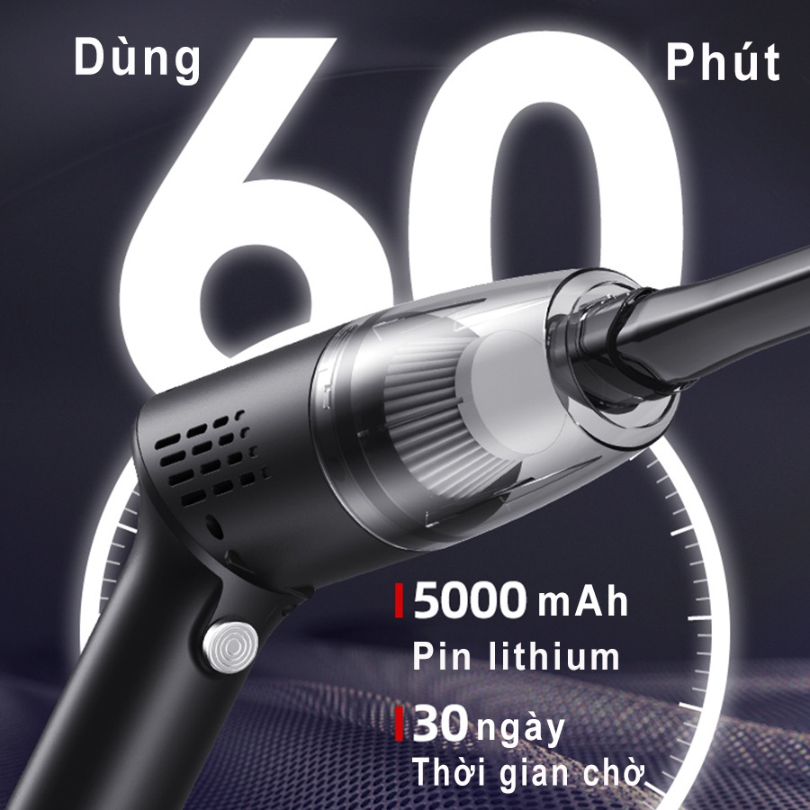 Máy hút bụi cầm tay mini - Máy hút bụi không dây đa năng lực hút siêu mạnh sử dụng hút bụi ô tô, bụi giường