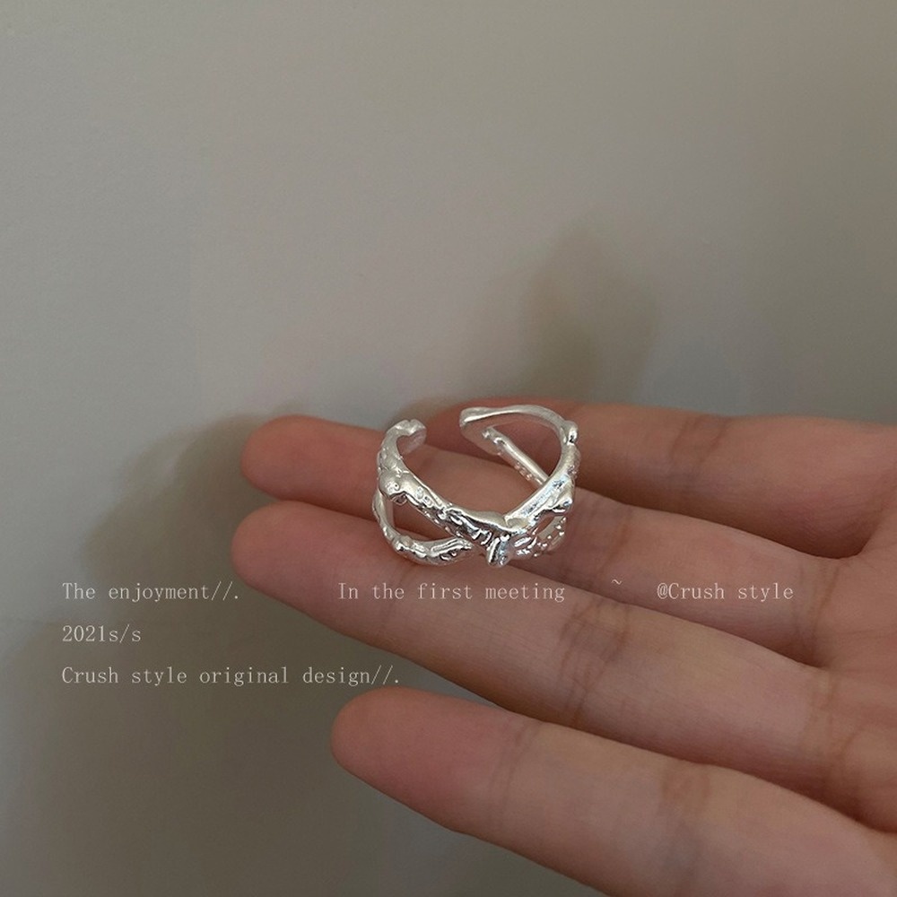 Nhẫn Hở Hình Học Bằng Bạc S925 Đính Đá Zircon Xanh Dương Thời Trang Phong Cách Hàn Quốc Cho Nữ