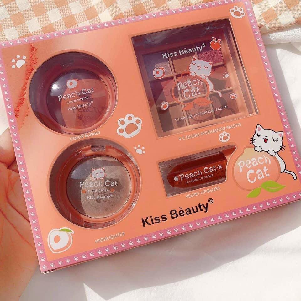 Set makeup Peach Cat họa tiết hình Mèo [Chính hãng] của KissBeauty gồm 04 món trang điểm rất Xinh và dễ thương. | BigBuy360 - bigbuy360.vn