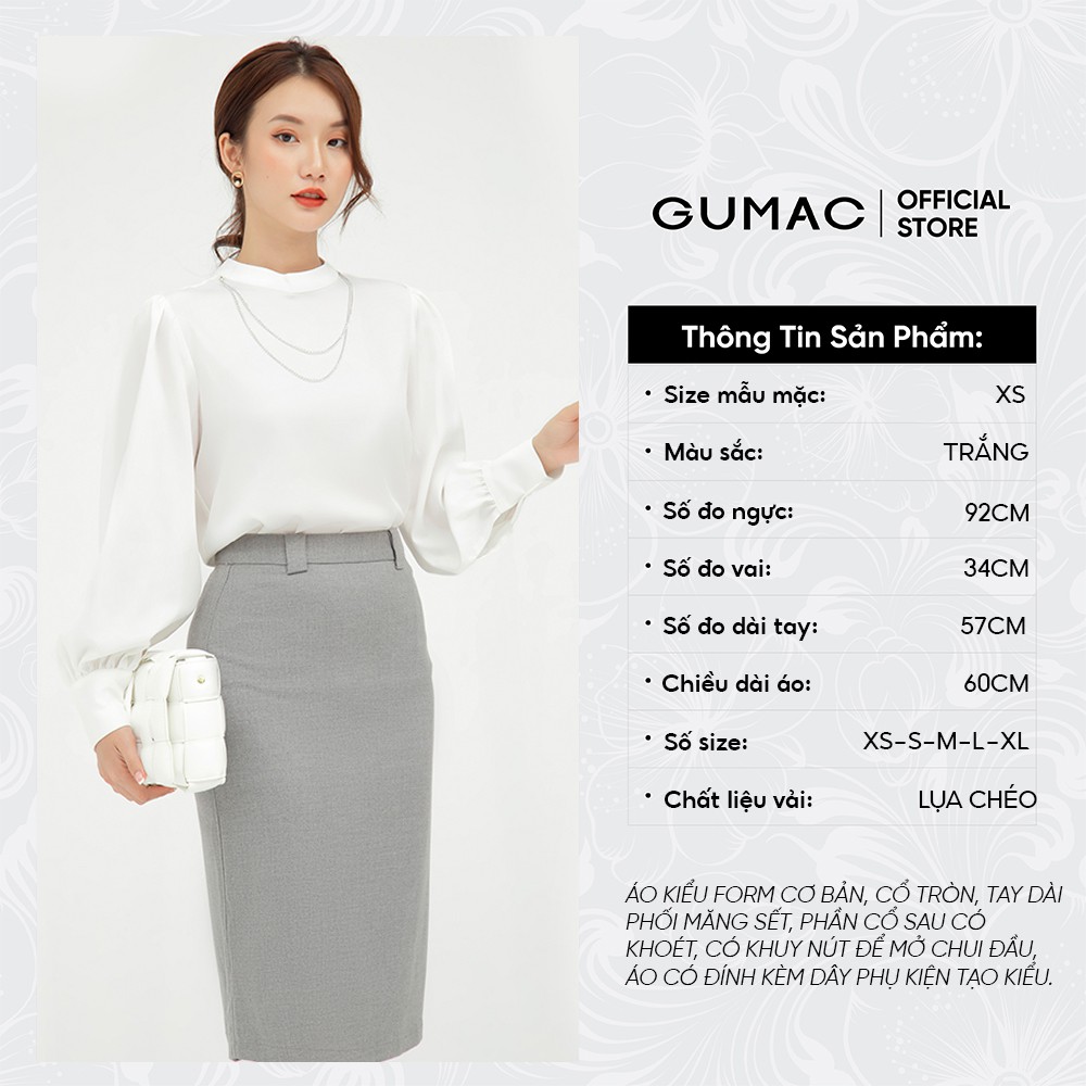 [Mã WABRGM11 giảm 10% đơn 250K] Áo sơ mi nữ tay dài phối phụ kiện GUMAC nhiều màu cao cấp AB556 | BigBuy360 - bigbuy360.vn