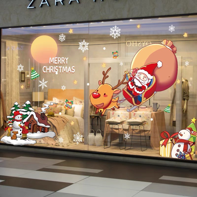 Decal Hít Tích Điện Trang Trí Giáng Sinh Noel Dán Tường Dán Cửa Kính ❤️ FREESHIP❤️ Set 2 Tờ Decal ❤️ Momomart | BigBuy360 - bigbuy360.vn