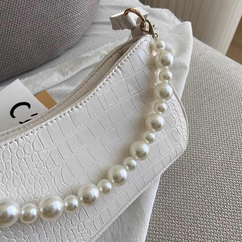 Túi đeo chéo chuỗi ngọc thời trang 3 dây đeo hoạ tiết vân thời trang