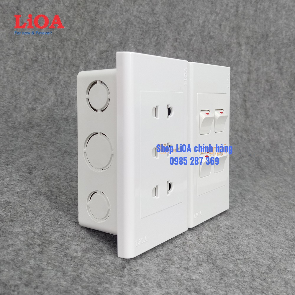 Combo ổ cắm điện ba 2 chấu LiOA 16A 3520W + 4 công tắc điện - Lắp âm tường