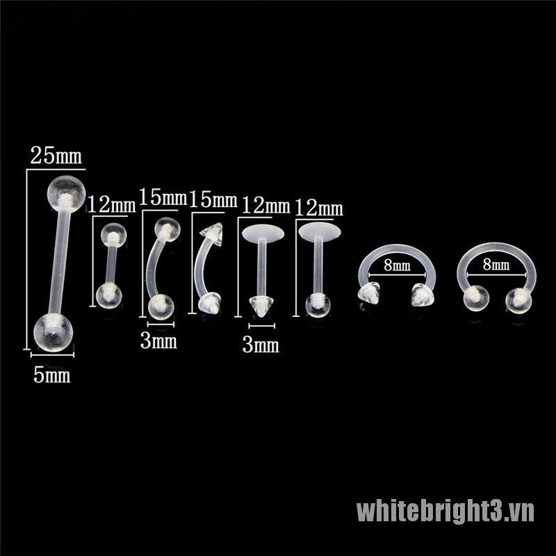 Bộ 24 Khuyên Xỏ Cơ Thể Màu Trong Suốt Cá Tính