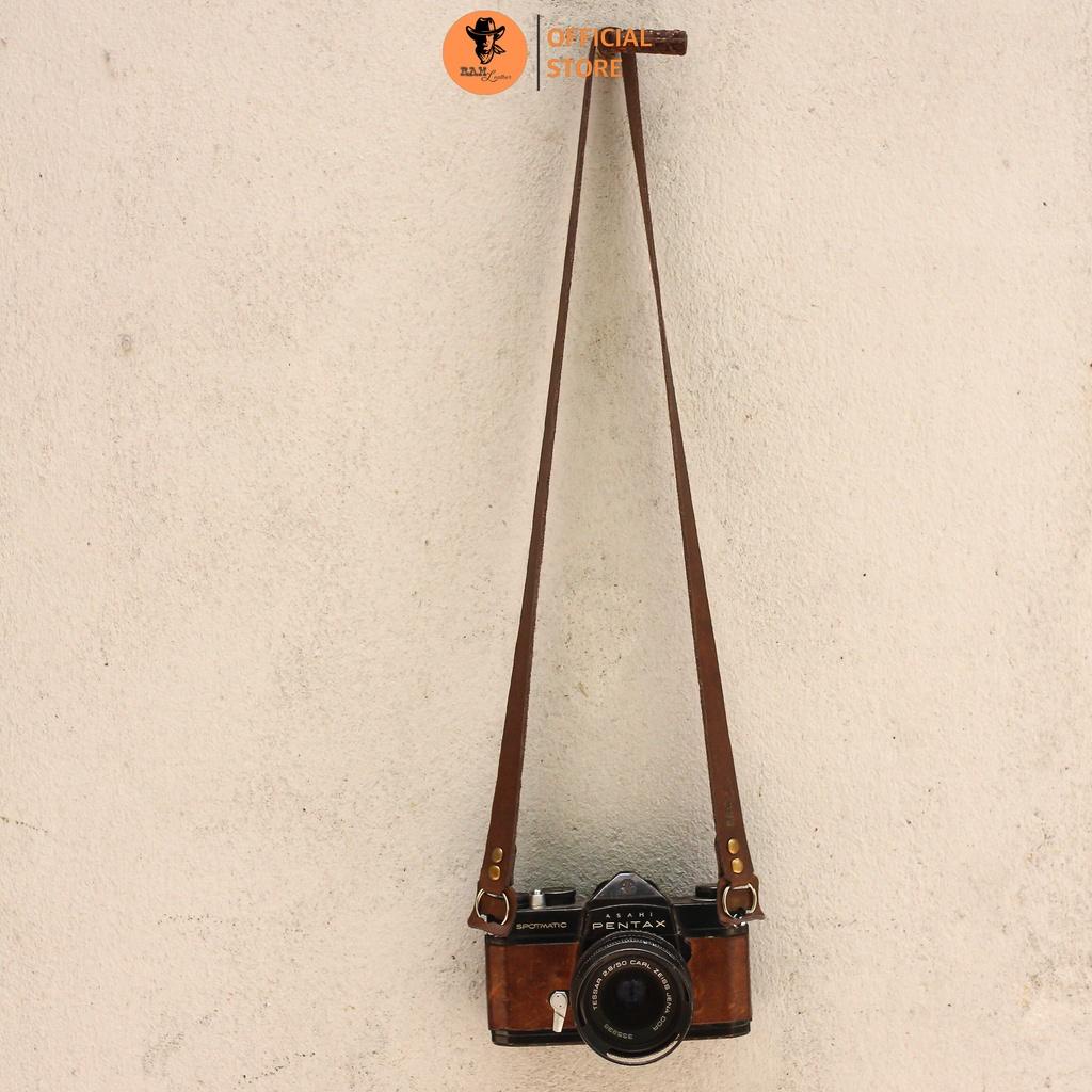 Dây đeo máy ảnh da bò màu nâu đậm - RAM Leather A22