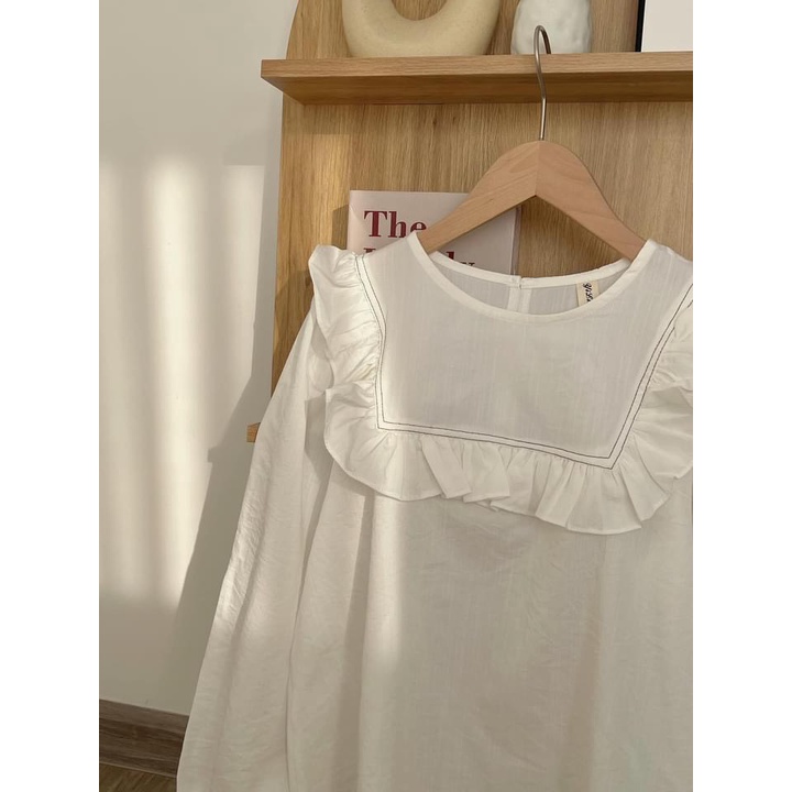 [ẢNH THẬT] Sơ Mi Ren Cổ Viền Vuông Tiểu Thư Vintage Uzzlang Form Rộng Chất Đẹp