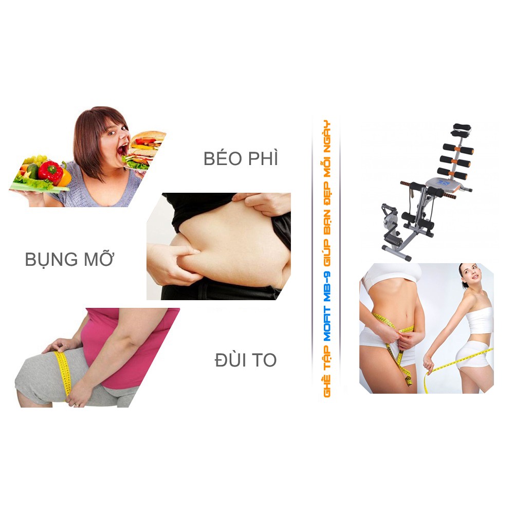 Máy Tập Cơ Bụng Đa Năng Giảm Béo Mofit 9 Pack Bench (MB-9) + Tặng Máy Massage Xung Điện-Bảo Hành 12 Tháng