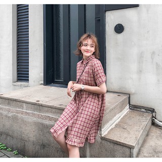 🌺SIÊU XINH🌺 Váy sơ mi kẻ caro cài khuy đuôi cá nữ tính (Sỉ từ 5sp bất kỳ)