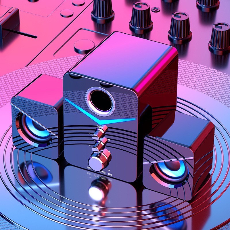 Combo Bộ 3 Loa Máy Tính Super Bass, Âm Thanh Vòm 9D - Có Đèn Led