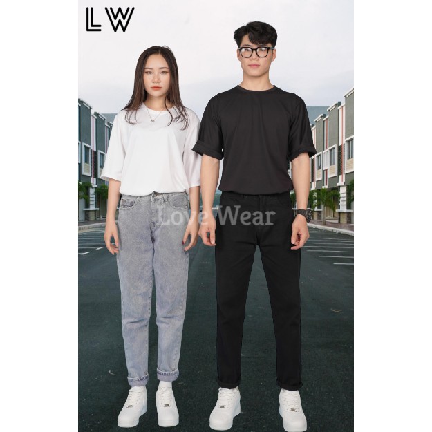 Quần jean, ống suông, baggy, set Đồ đôi jeans nam nữ tặng ngay, áo thun Unisex, COUPLE, HOT TREND phong cách Hàn Quốc LW