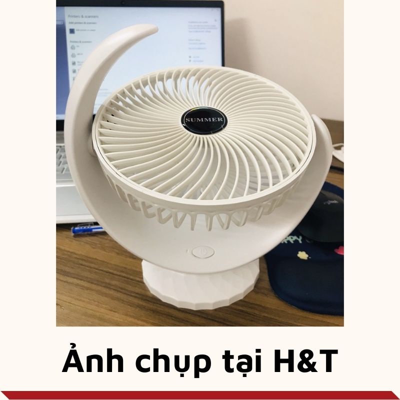 Quạt mini tích điện để bàn mini siêu mát, động cơ không tiếng ồn Super Summer